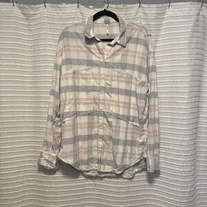 Free People Loveland Plaid Shirt with raw hem